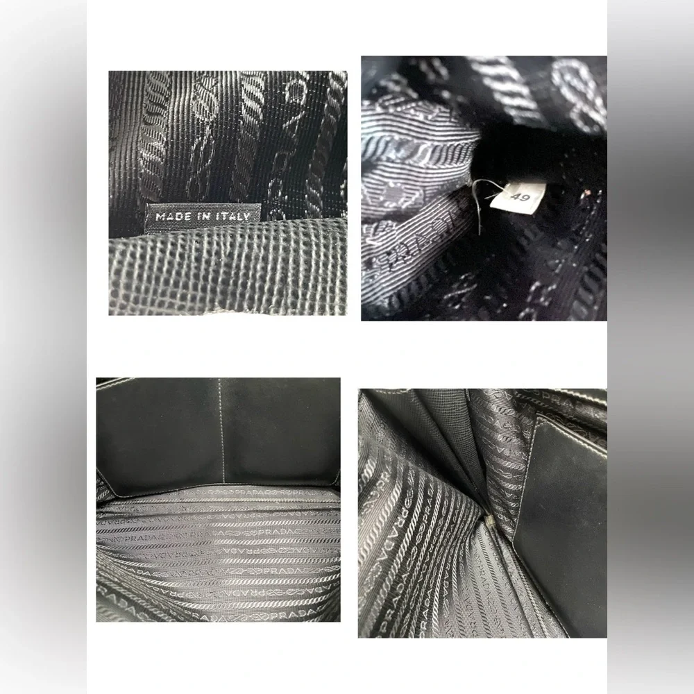 PRADA Saffiano Leather Black Tote Bag Structured‎ Work Bag Elegant Business